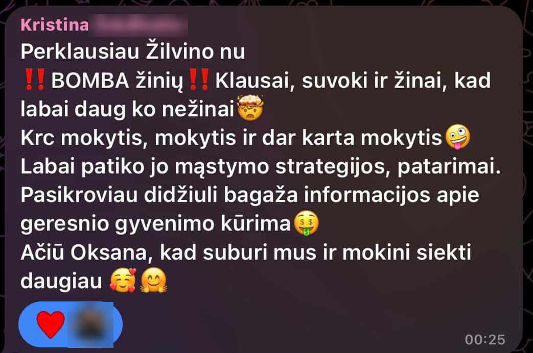 Perklausiau Žilvino nu BOMBA žinių. Klausai, suvoki ir žinai, kad labai daug ko nežinai. Krc mokytis, mokytis ir dar kartą mokytis. Labai patiko jo mąstymo strategijos, patarimai. Pasikroviau didžiulį bagažą informacijos apie geresnio gyvenimo kūrimą.